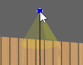 1st click: This will determine the base point for the light. Click on the surface or axis of the object you would like the li