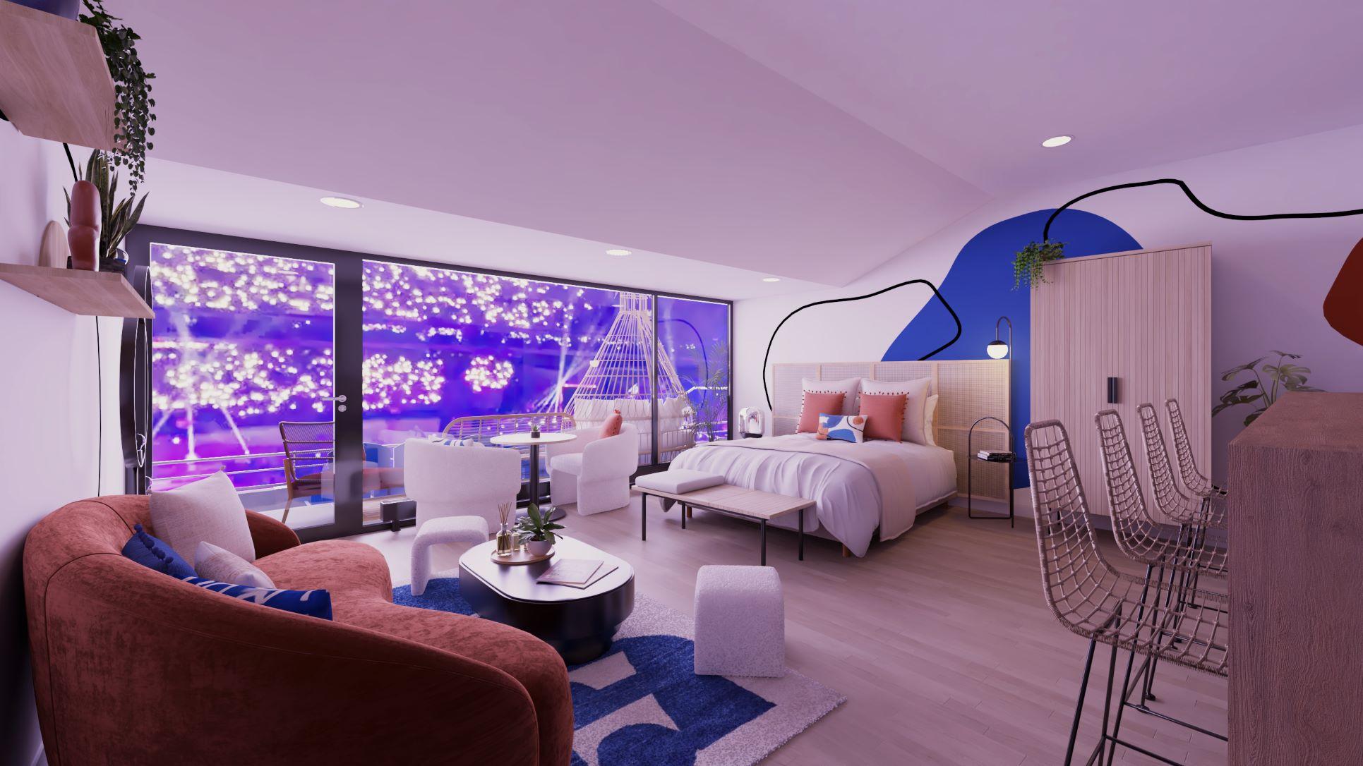 Rendering of a bedroom with 3D models
