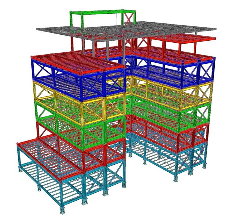 The structure of the building in Tekla