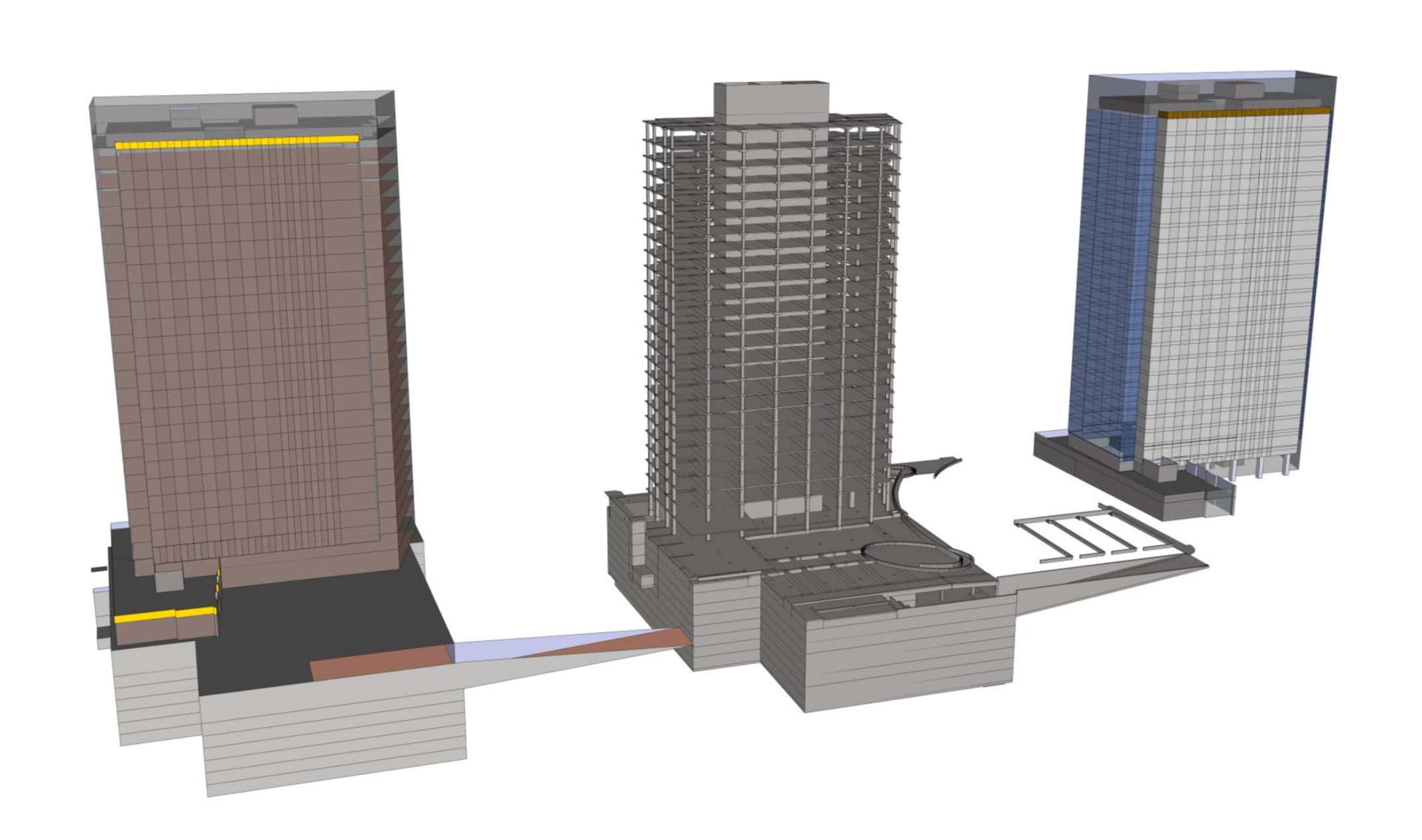Building models for estimation: Quality Control model in SketchUp, concrete model (ArchiCAD), and exterior envelope model (Sk