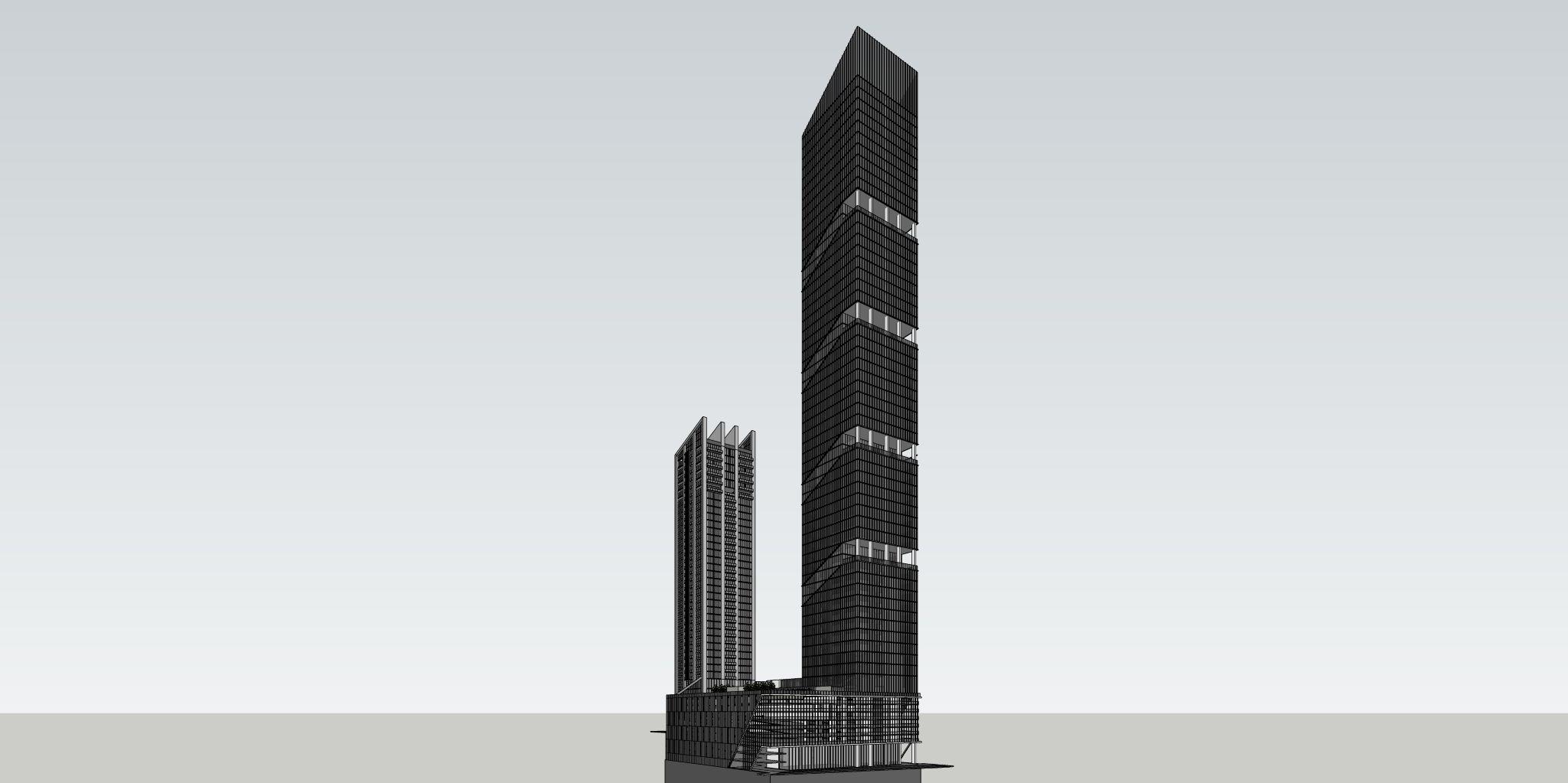 3D model of the two towers, built in SketchUp