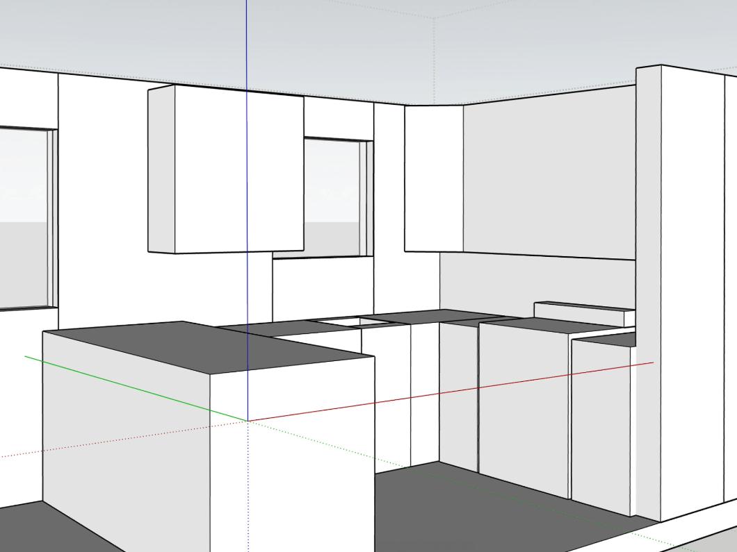 The result from using Scan-to-Design, an Apple RoomPlan scan of the kitchen interior.