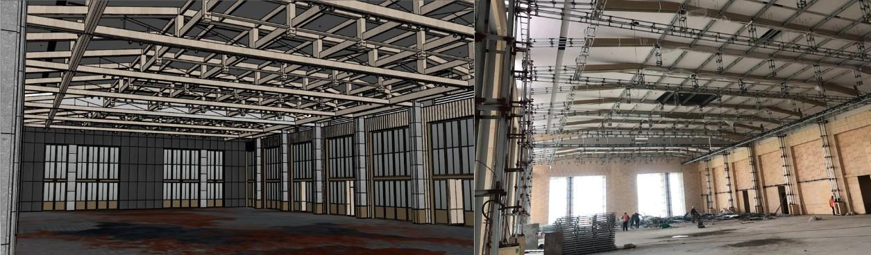 Grand ballroom model vs. the completed site