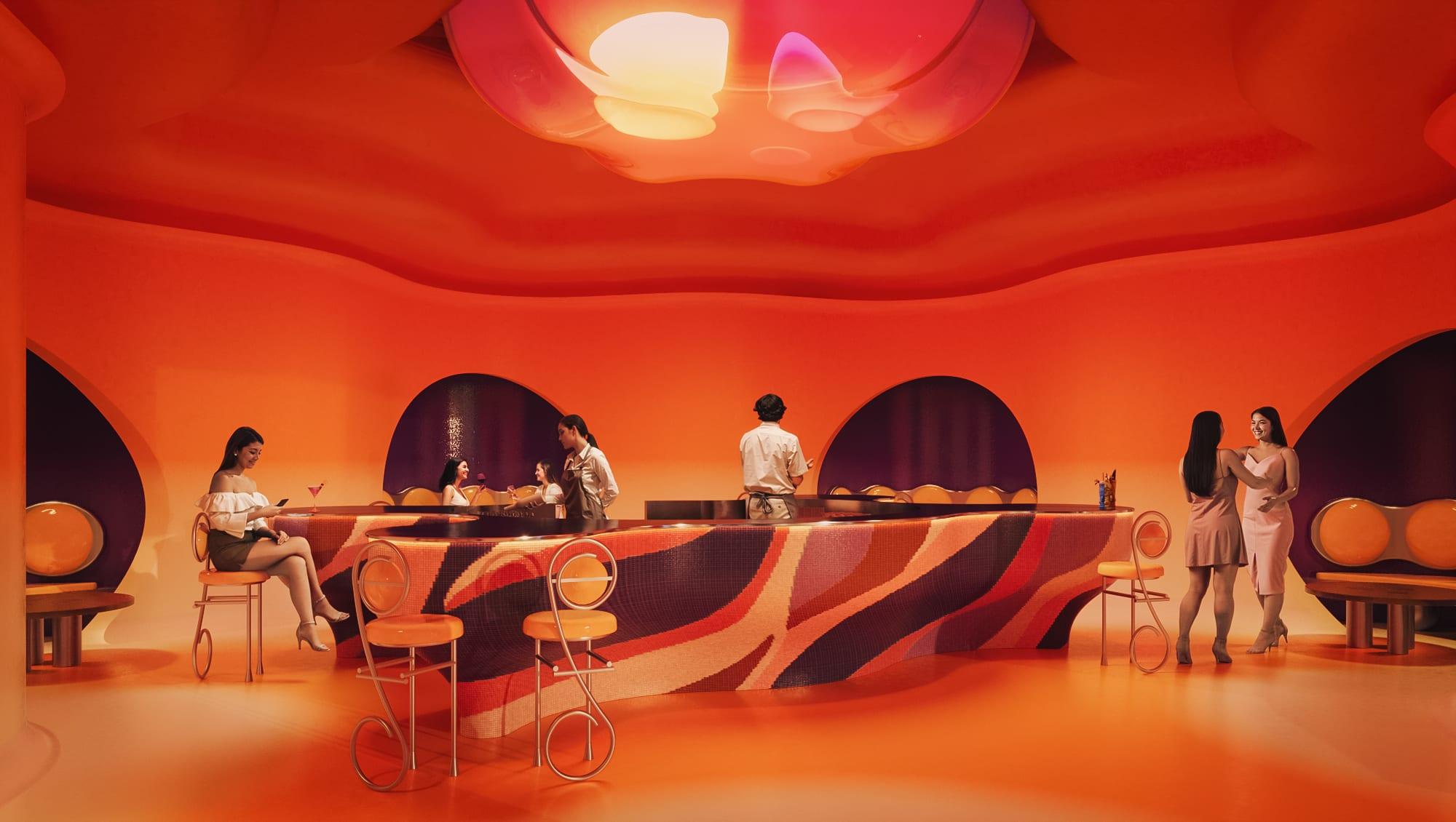 a fictional bar with people