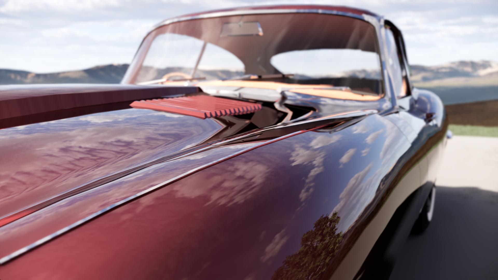 clear coat on a rendering of a car