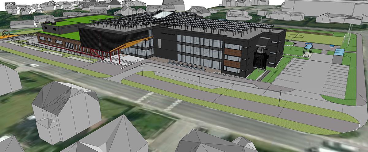 SketchUp model of Veiavangen Middle School, Mjøndalen, Norway