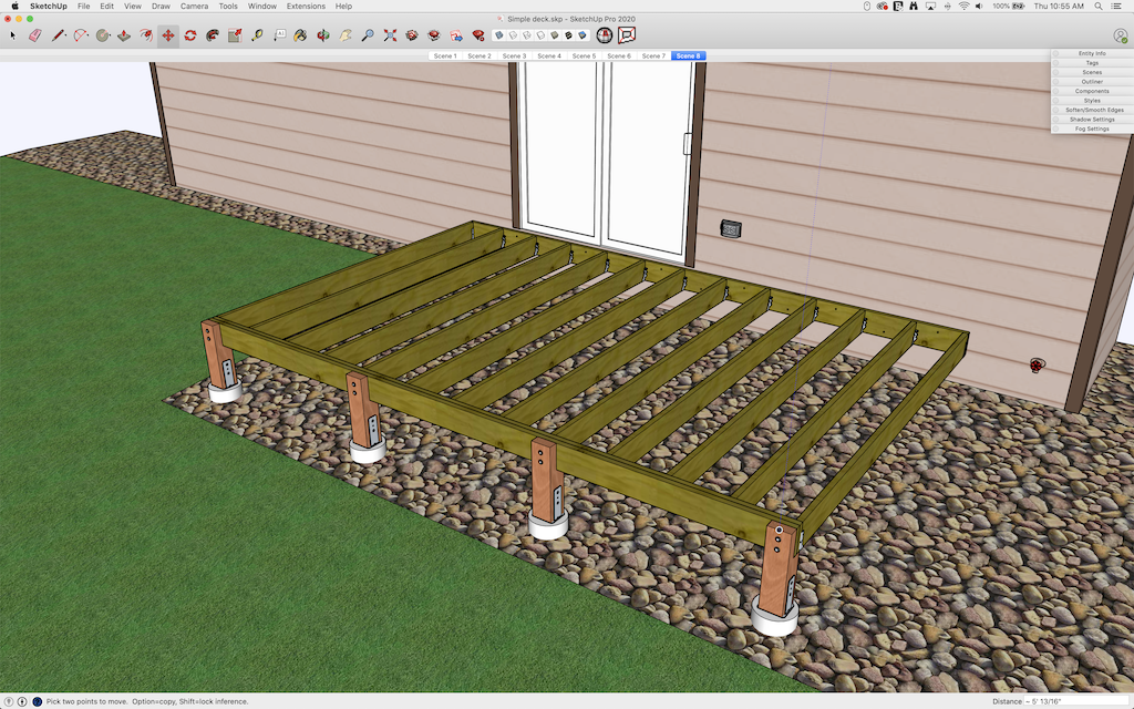Connecting the beam to the posts in SketchUp
