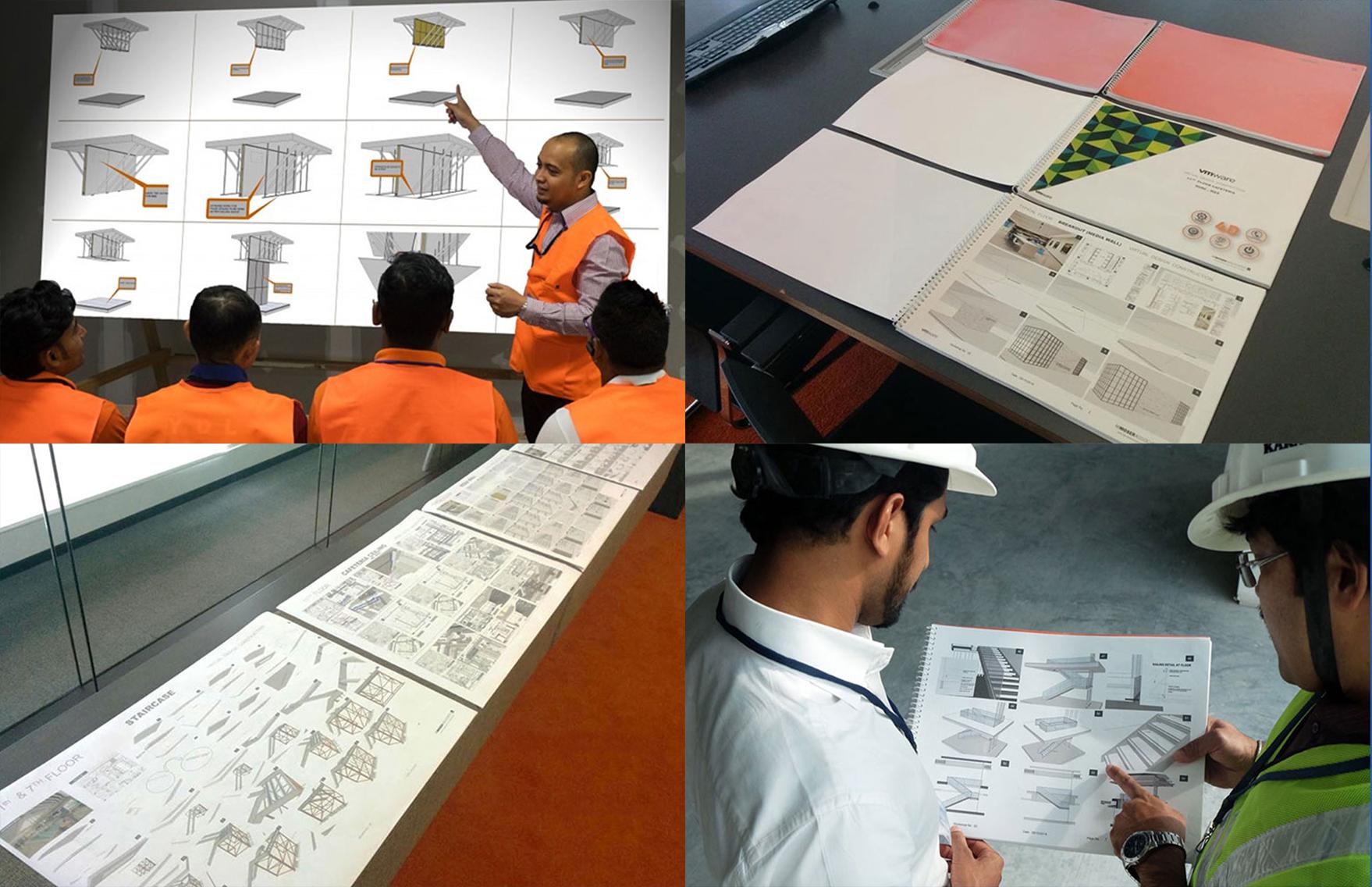 Photos showing teams using SketchUp models to communicate