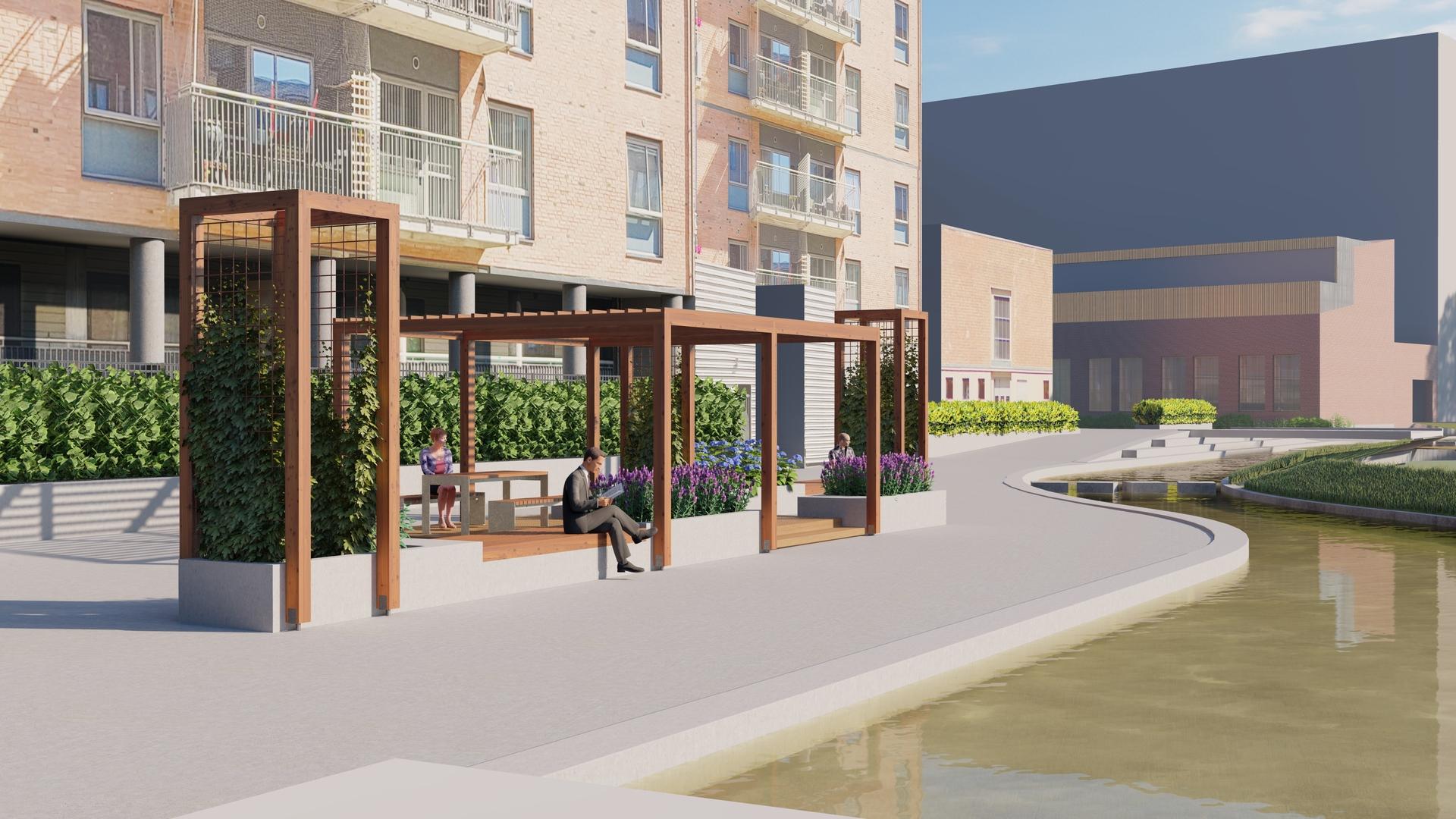 Render of the upgraded public space. Courtesy of Ramboll