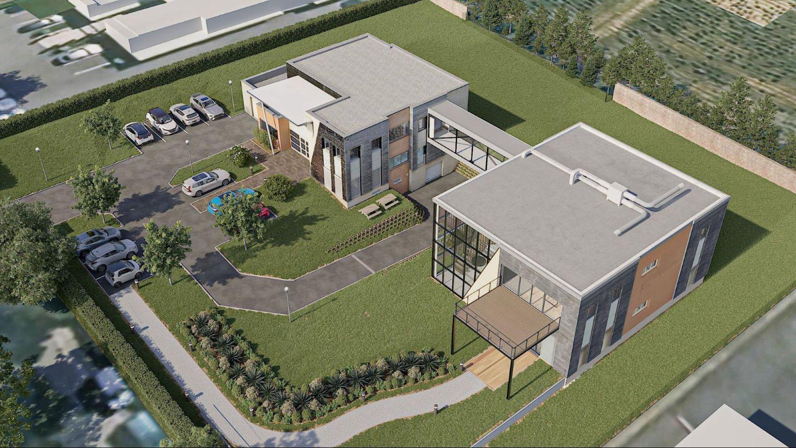 Image showing an aerial shot rendering of building